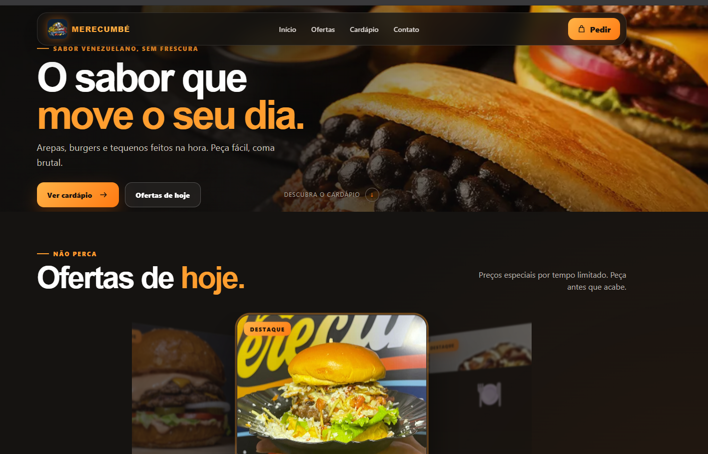 Referência visual do projeto Merecumbé — Apresentação do site